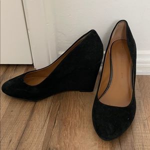 Banana Republic Black Suede Wedged Heels